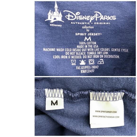 Disney Parks Spirit Jersey Puff Print Varsity Stripe Sleeve Size Medium Blue Whi - Picture 12 of 16